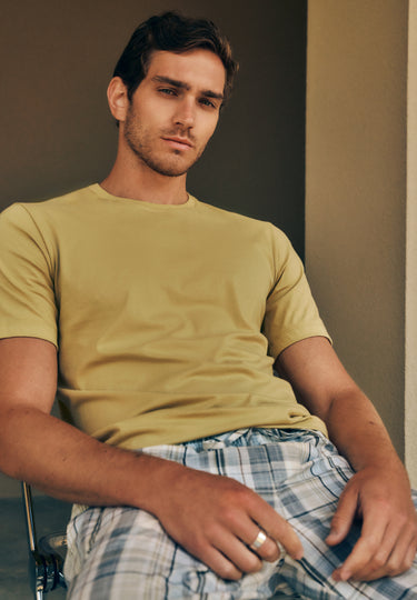 Living Shirts Jersey Cotton Crew Neck T-Shirt | Straw 75050-2248